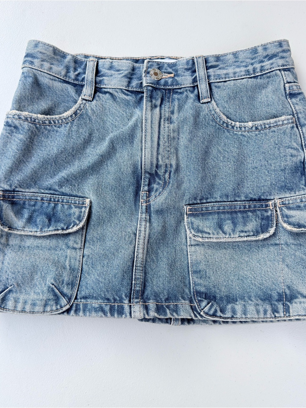 Zara Light Blue Denim Cargo Mini Skirt